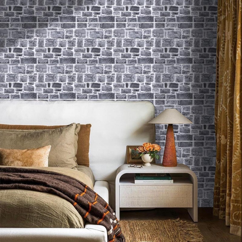 COMSTICKC 3D Faux Stone Wall Panel Peel and Stick Wall Tiles, 10 Pcs of 12"X12", Ultra-Light Thin PVC Rock Adhesive Fake Stone Paneling Backsplash Interior Decor (Gray Rock) - Image 2